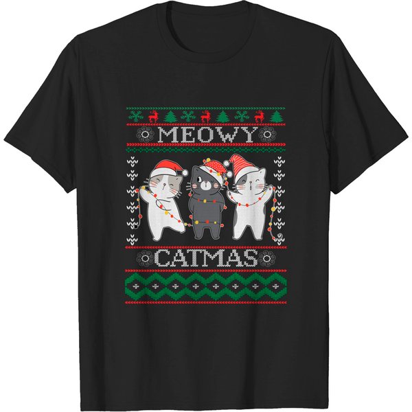Christmas Cat Matching Meowy Catmas T-Shirt-image