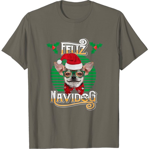 Feliz Navidog Chihuahua Dog Santa Hat T-Shirt-image