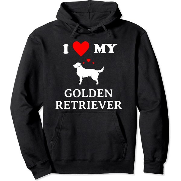 I Love My Golden Retriever Dog Lovers Silhouette Hearts Pullover Hoodie-image