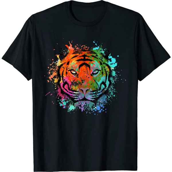 Colorful Tiger Head - Safari Predator Animal Tiger T-Shirt-image