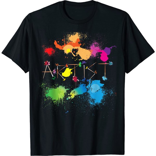 Artist Messy Painters Funny Paint Splatter Art T-Shirt-image