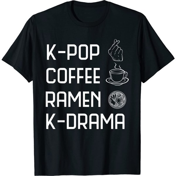 Kpop T-Shirt Coffee Ramen K-Drama Funny Korean Girl Boy Band Hangul-image