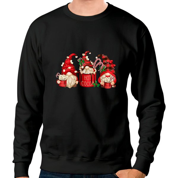 Pilgrim Gnome Christmas Sweatshirts, Hot Cocoa Gnomes Christmas Sweatshirts, Family Christmas Gnomes Sweatshirts-image