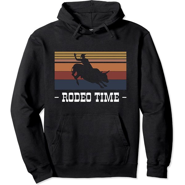Vintage Rodeo Time Bull Rider Cowboy Pullover Hoodie