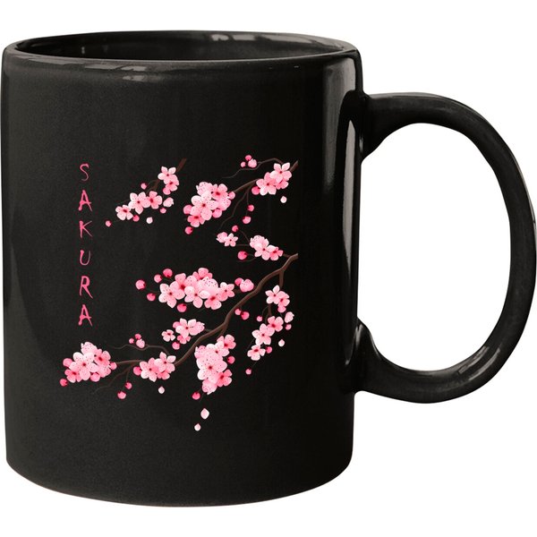 Vintage Sakura Cherry Blossom Japanese Graphical Art Coffee Mug-image