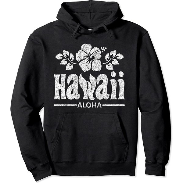 Hawaii Flowers Distressed White Print Pullover Hoodie-image