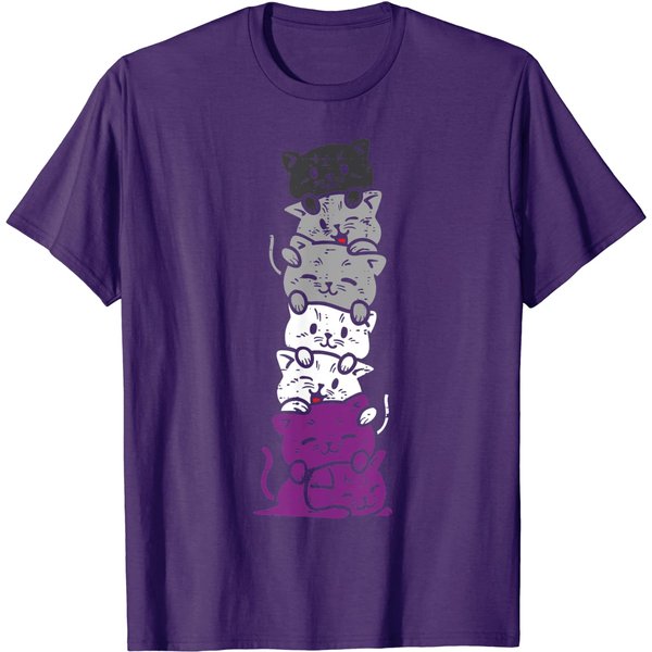Biromantic Flag T-Shirt Cat Stack Asexual Pride Cute Ace Flag Animal Pet Lover Gift-image