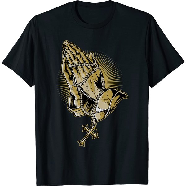 Praying T-Shirt Rosary Praying Hands-image