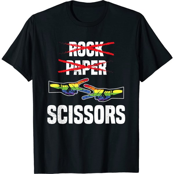 Womens Rock Paper Scissors Funny Lgbt Pride Parade Lesbian T-Shirt-image