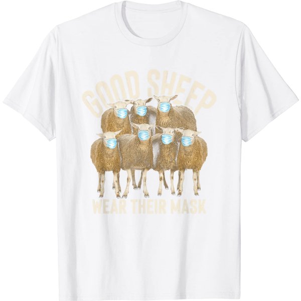 Sweet Sheep - Good Sheep Wear Their Mask Funny Animals T-Shirt-image