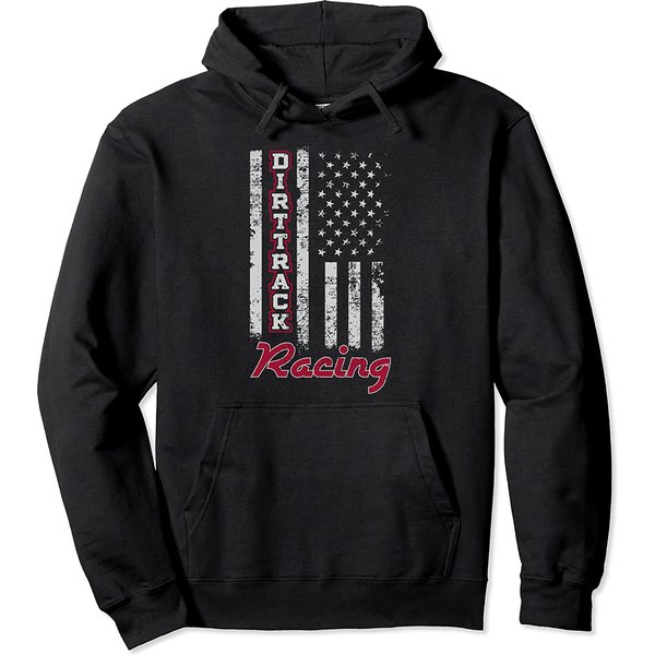 Dirt Track Racing Gift Design American Flag Pullover Hoodie-image