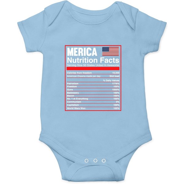 Patriotic Merica Nutrition Facts America Flag Onesie