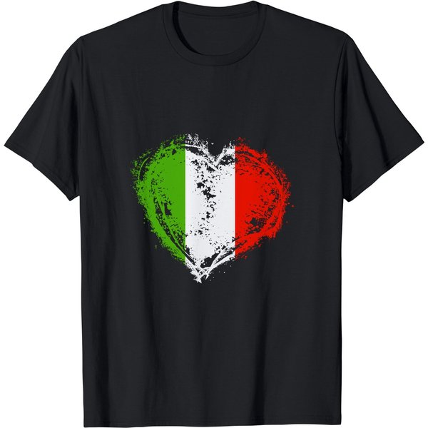 Vintage Italy Heart Shape Italian Flag T Shirt-image