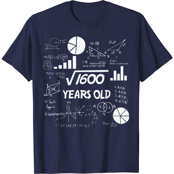 Square Root 1600 = 40 Years Old - Birthday T-Shirt-image