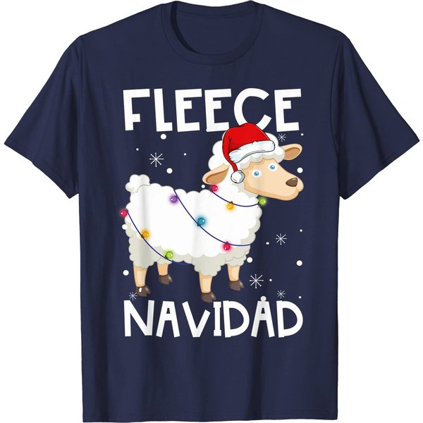 Fleece Navidad Feliz Sheep Christma T-Shirt-image