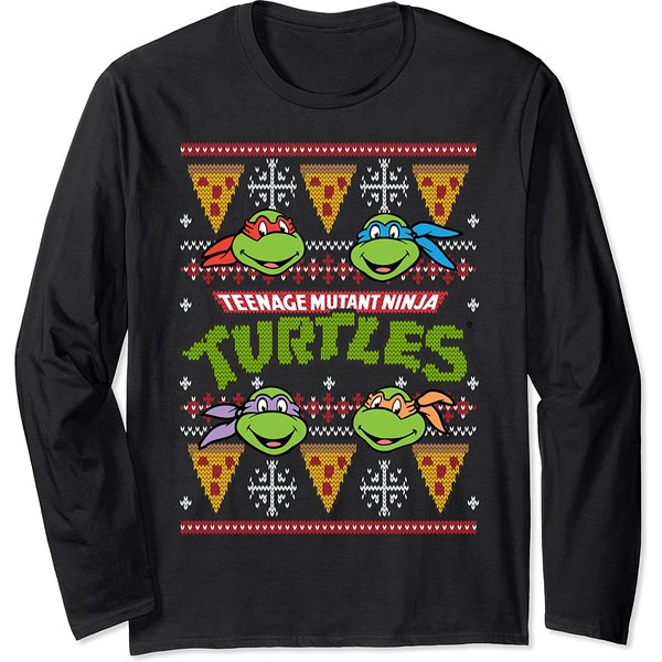 Tmnt Ugly Christmas Sweater With Pizza Long Sleeve-image