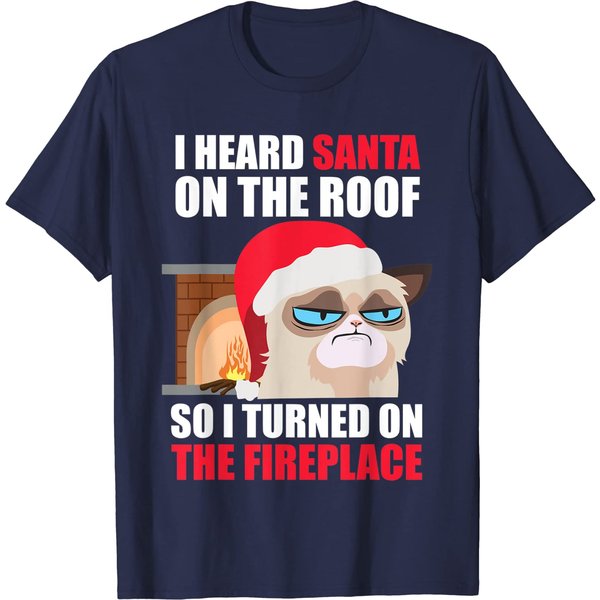 Christmas Cat Hates Santa Grumpy Annoyed Cats T-Shirt-image