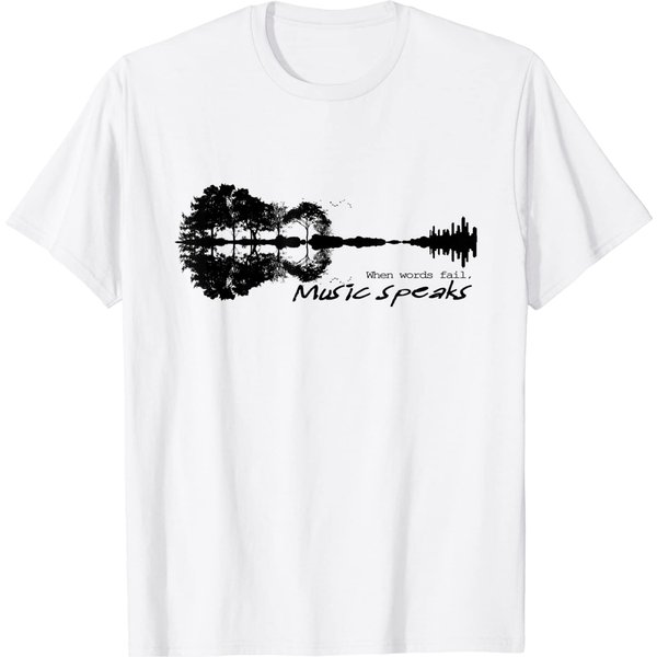 Music Speaks When Words Fail T-Shirt Guitar Music Literary Quote-image
