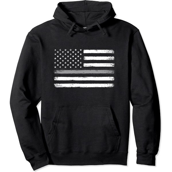 Thin Silver Line Flag Correctional Officer Gift Corrections Pullover Hoodie-image