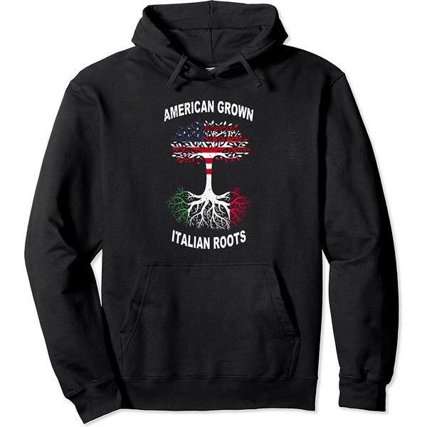 Italian American Flag Hoodie American Grown Dutch Roots Tree Pullover