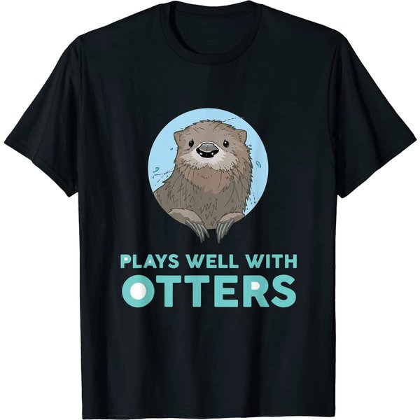 Otter Puns T-Shirt Plays Well With Otters-image