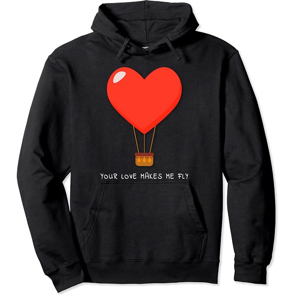 Air Balloon Heart Valentines Day Gift Idea For Her For Him Pullover Hoodie-image