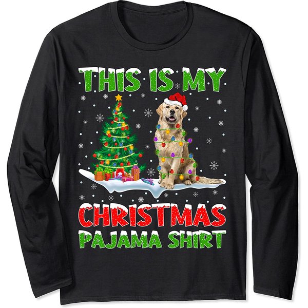 This Is My Christmas Pajama Shirt Golden Retriever Christmas Long Sleeve T-Shirt-image