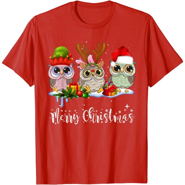Cute Owl Christmas T-Shirt-image