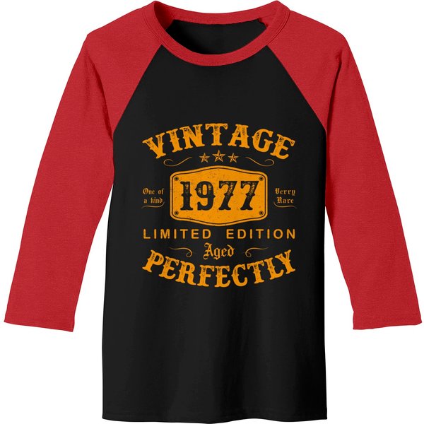 44 Year Old Birthday Gifts Vintage 1977 44Th Birthday Baseball Tee-image