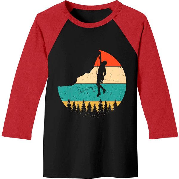 Vintage Rock Climbing Mountain Climber Baseball Tee-image
