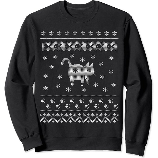 Cat Butt Christmas Winter Holiday Ugly Sweater Pattern Sweatshirt-image
