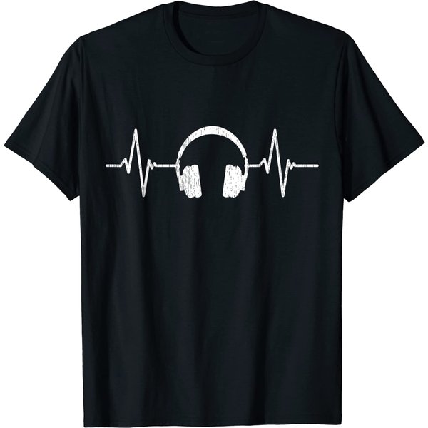 Cool Music Lover Producer Dj Present Heartbeat Headphones T-Shirt-image