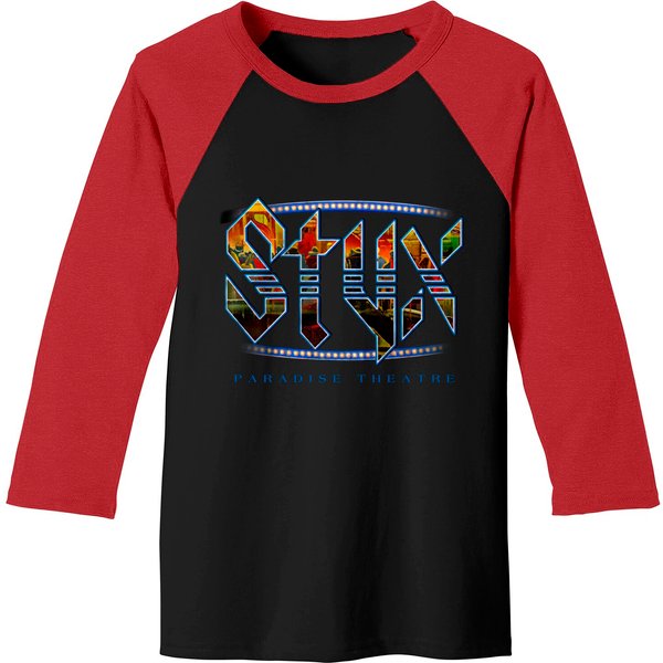 Styx Rock Band 1981 Album Paradise Theatre Black Baseball Tee-image