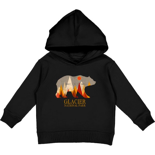 Glacier National Park Grizzly Bear Montana Kids Pullover Hoodie