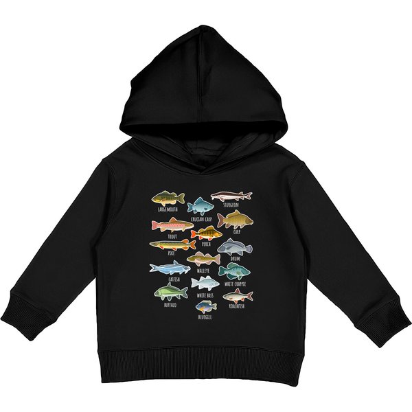 Types Of Freshwater Fish Fishing Kids Pullover Hoodie-image
