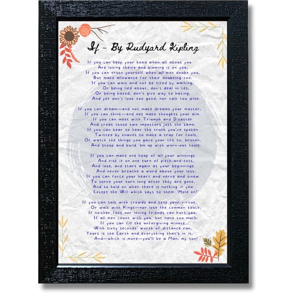 If Poem By Rudyard Kipling - Motivational Poem Poster-image