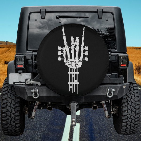 Skull Rock & Roll Skeleton Guitar Music Lover Spare Tire Cover