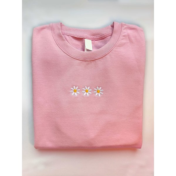 Summer Crewneck, Daisy Sweatshirt, Flower Crewneck, Embroidered Crewneck-image