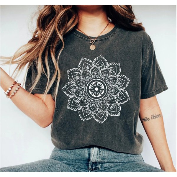 Mandala Shirt, Pretty Mandala Shirt, Cute Spring T-Shirt-image