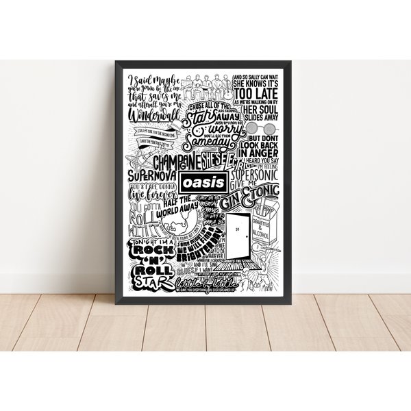 Oasis Lyric Print - Greatest Hits | Doodle Fan Poster Art-image