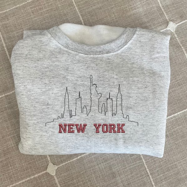 New York Embroidered Sweatshirt - Custom City Crewneck Embroidered-image