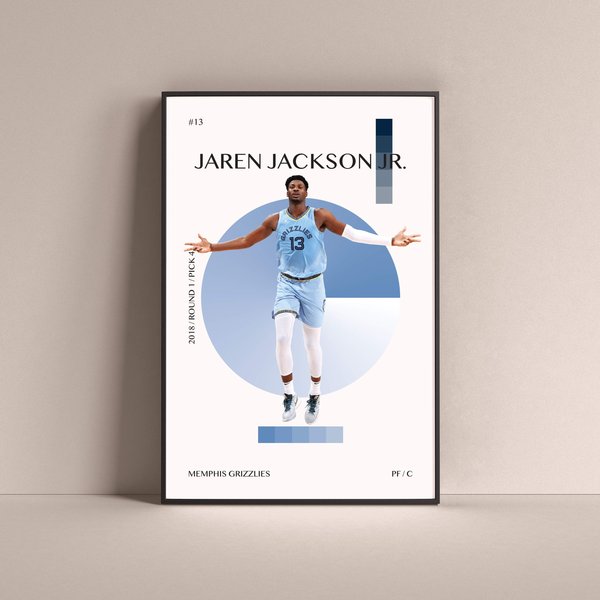 Jaren Jackson Jr Poster, Memphis Grizzlies Art Print Minimalist Basketball Wall Decor