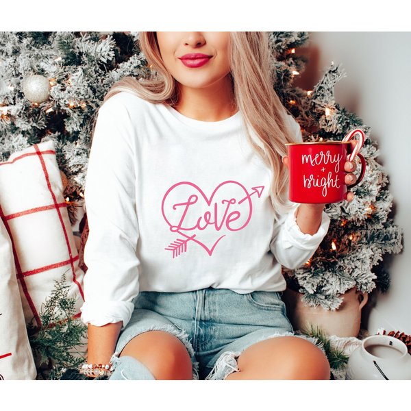 Cute Valentines Day Heart Long Sleeve, Valentines Day Long Sleeve-image