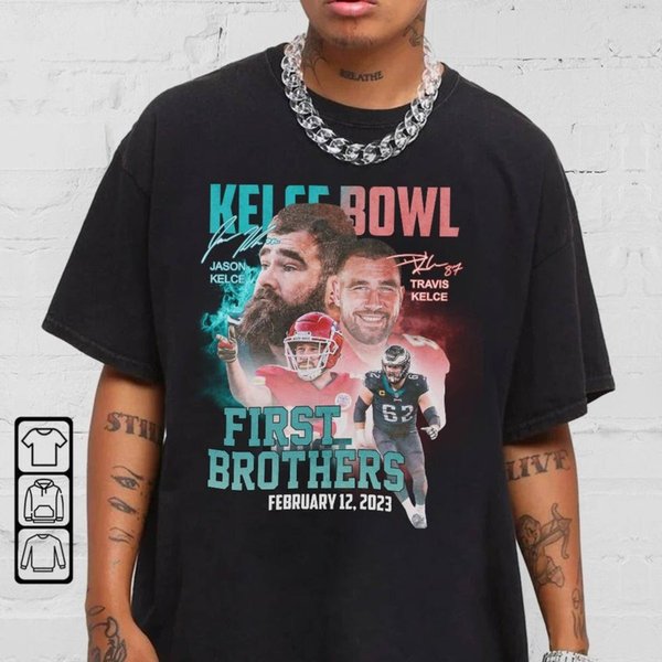 First Brothers Travis And Jason Kelce My Mom Cant Lose Lvii T-Shirt-image