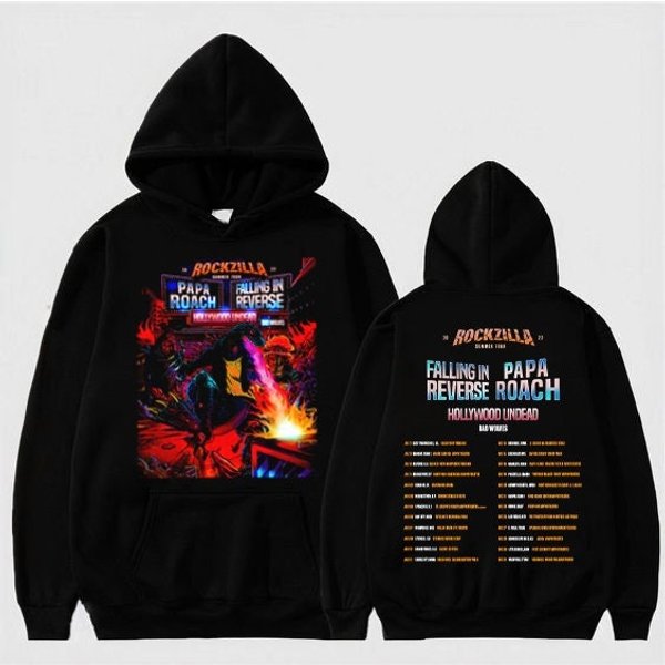 Rockzilla The Second Leg Tour 2023 Shirt, Papa Roach Falling In Reverse Add New Leg To Rockzilla Shirt-image