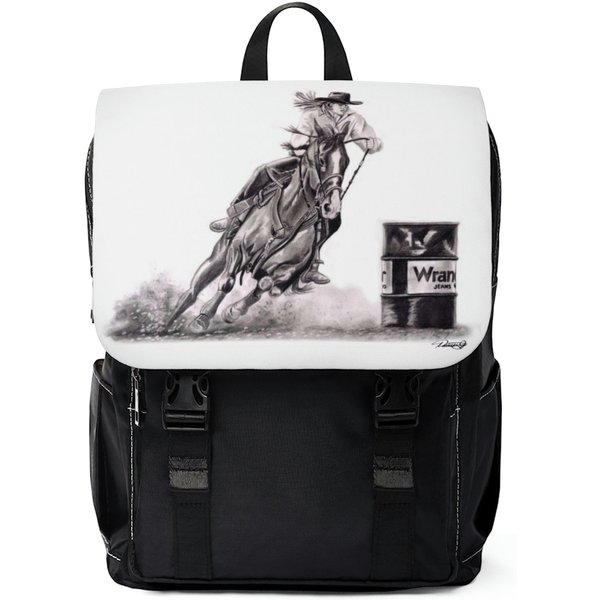Unisex Casual Shoulder Backpack - Rodeo Cowgirl Horse Barrel Racing