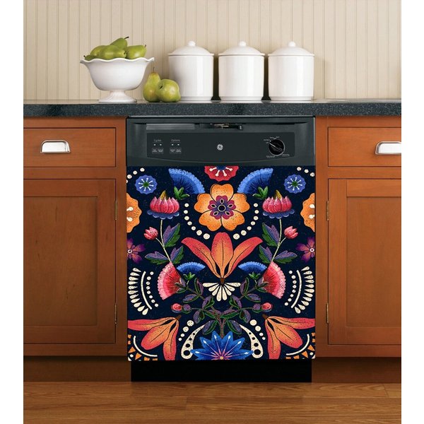 Kitchen Dishwasher Cover Mexican Ethnic, Vinyl Dishwasher Decal Sticker-image