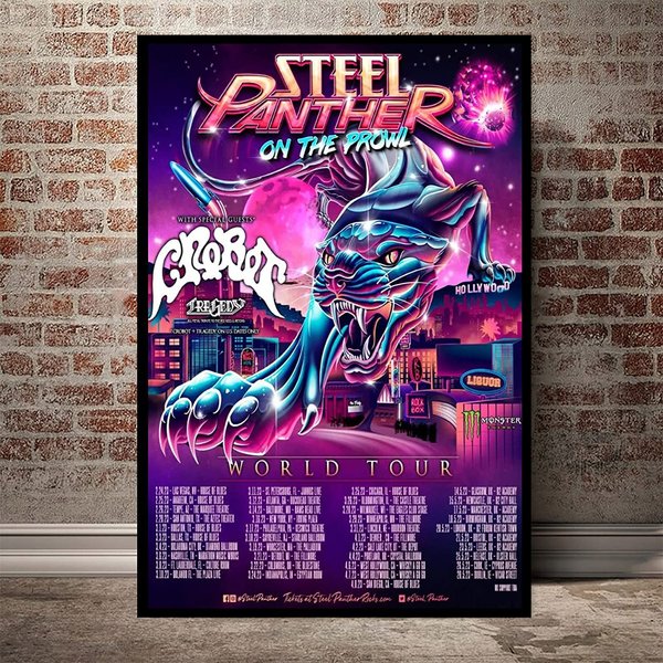Steel Panther Band Poster, Steel Panther On The Prowl World Tour 2023 Poster-image