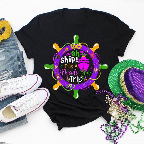 Ah Ship It's A Mardi Gras Trip Shirt, Cruising Tshirts, Mardi Gras Party-image
