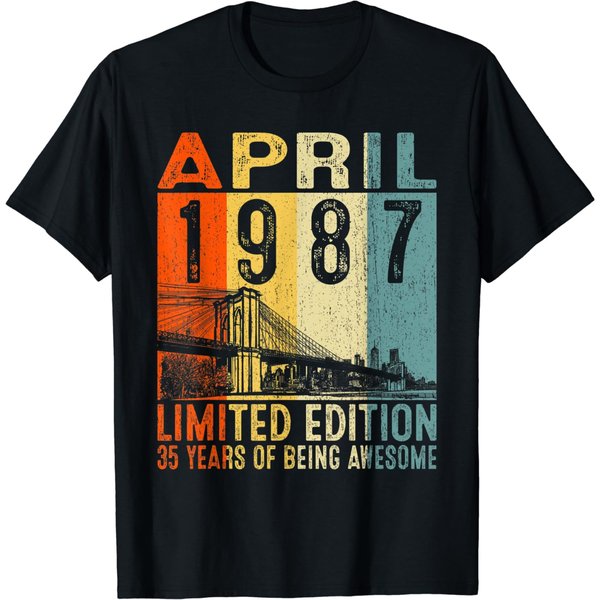 Vintage 1987 36 Yrs Old Made In April 1987 36Th Birthday T-Shirt-image